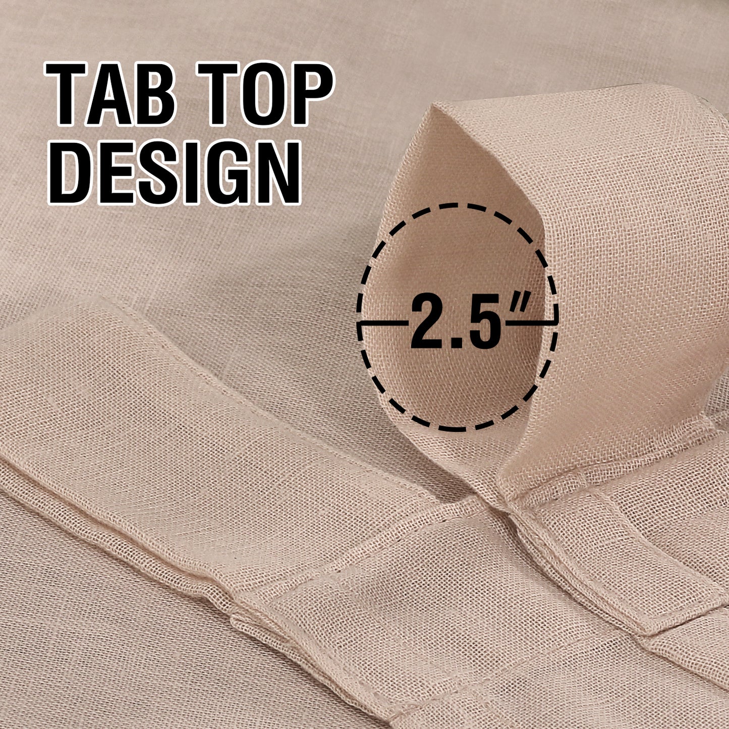 Natural Linen Sheer Curtains 2 Panels, Tab Top Semitransparent Semi-Sheer Soft Comfort Privacy Drapes,Natural