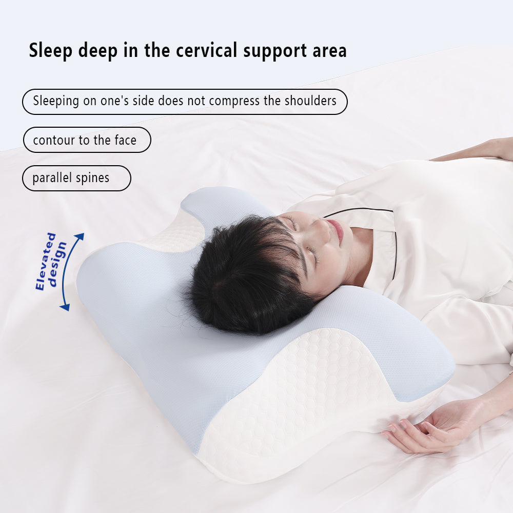 Cervical Pillow for Neck and Shoulder,Contour Memory Foam Pillow,Ergonomic Neck Support Pillow for Side Back Stomach Sleepers with Pillowcase,Black
