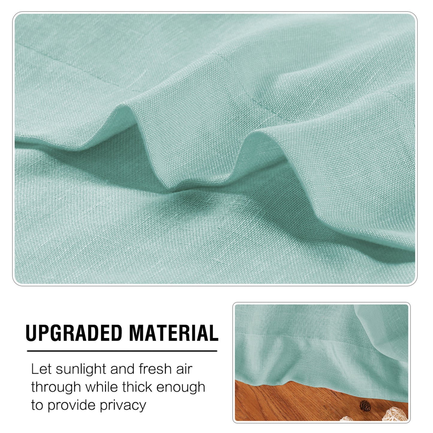 Natural Linen Sheer Curtains 2 Panels, Grommet Semitransparent Semi-Sheer Soft Comfort Privacy Drapes,Sage