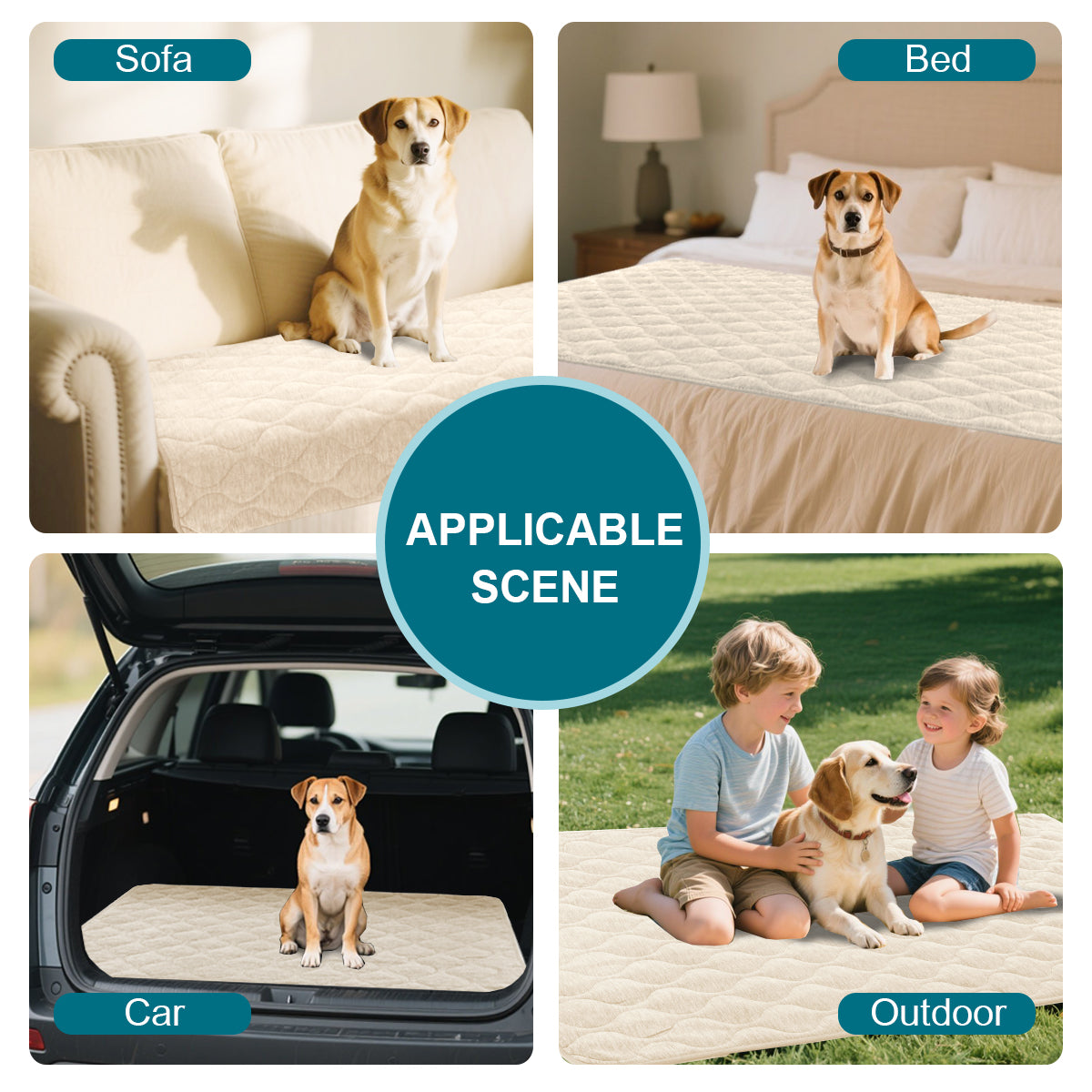Couch Cover Chenille Pet Fuzzy Sofa Covers for Cushion Couch Anti Slip Washable with Strap Soft Couch Protector Cover for Dogs Cats Kids,Beige