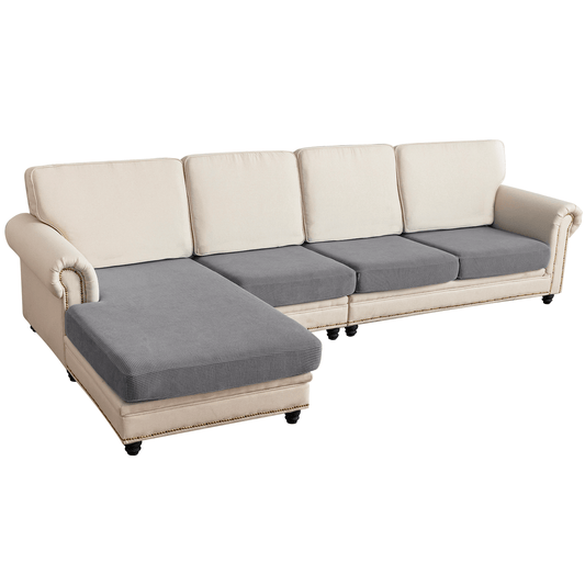 Sectional Couch Covers 4 Pieces Sofa Seat Cushion Covers L Shape Separate Cushion Couch Chaise Cover for Both Left/Right Sectional Couch (Large Sofa 3 Seater + 1 Chaise, Dove Grey)