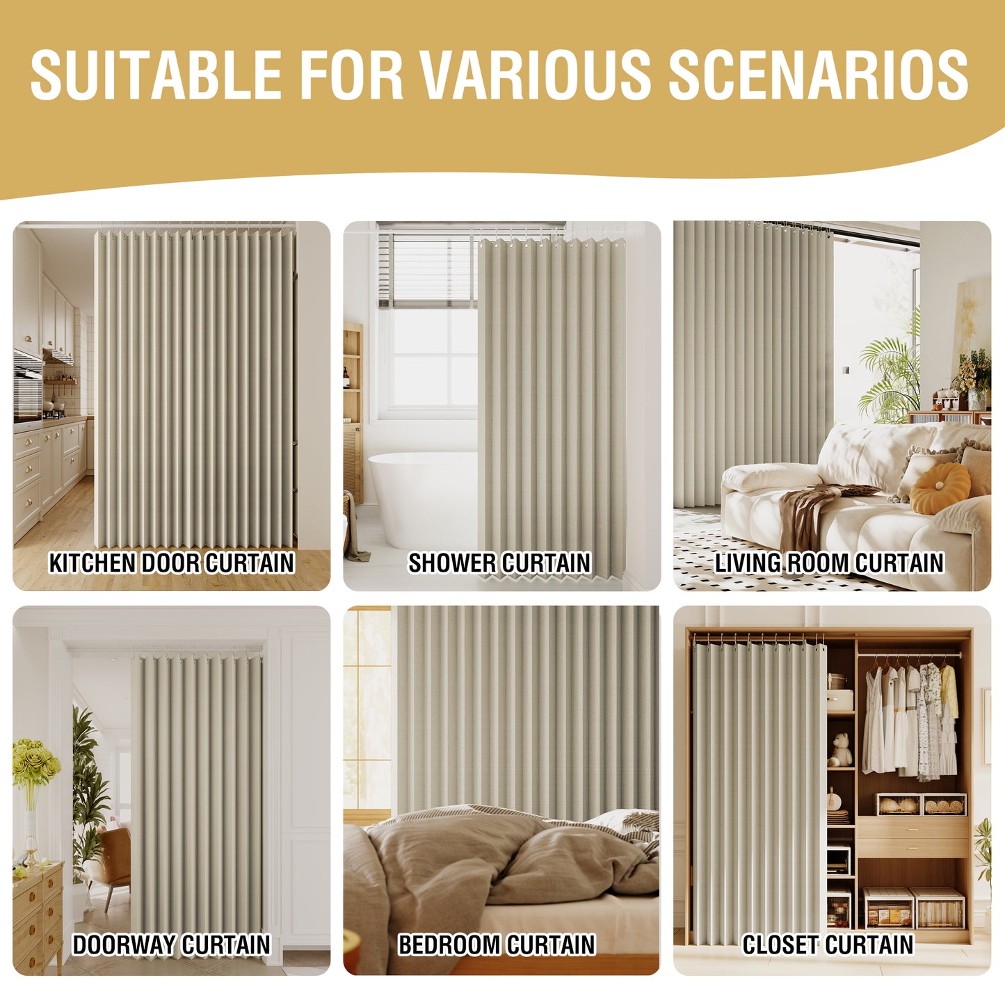 Double-sided Linen ,High shading,2 Panel Rod Pocket Semi Sheer Neutral Country Rustic Farmhouse Organ Curtain Bedroom,Beige