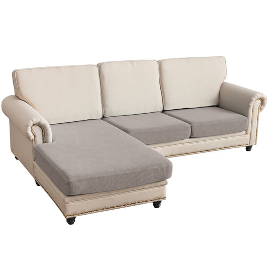 Sectional Couch Covers 3 Pieces Sofa Seat Cushion Covers L Shape Separate Cushion Couch Chaise Cover for Both Left/Right Sectional Couch (Large Sofa 2 Seater + 1 Chaise, Taupe)
