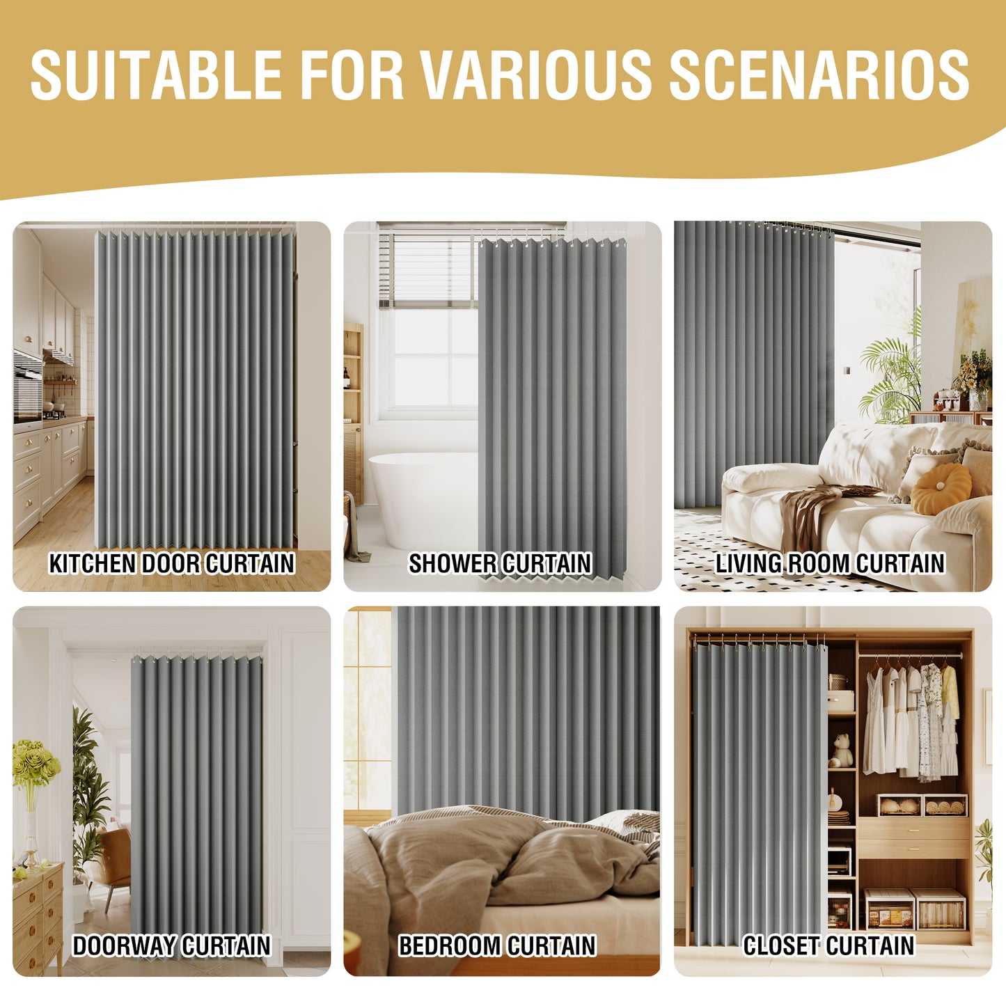 Double-sided Linen ,High shading,2 Panel Rod Pocket Semi Sheer Neutral Country Rustic Farmhouse Organ Curtain Bedroom,Grey