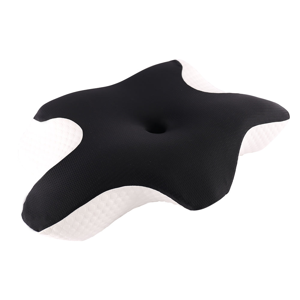 Cervical Pillow for Neck and Shoulder,Contour Memory Foam Pillow,Ergonomic Neck Support Pillow for Side Back Stomach Sleepers with Pillowcase,Black