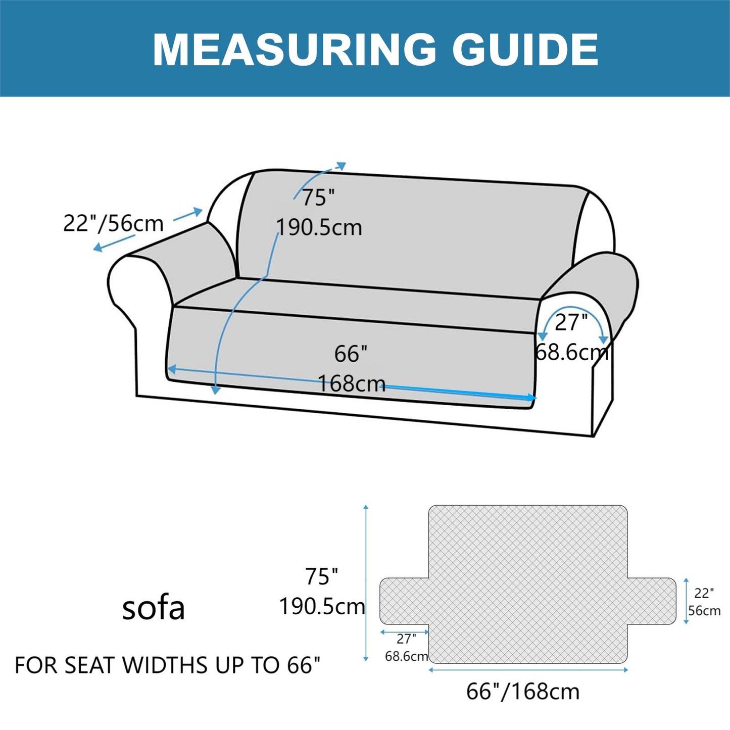 Sofa Slipcover Waterproof Couch Cover Non-Slip Sofa Cover for 1/2/3 Cushion Couch Seamless Whole Piece Fabric Furniture Protector for Pets Kids Children Dog Cat, Navy