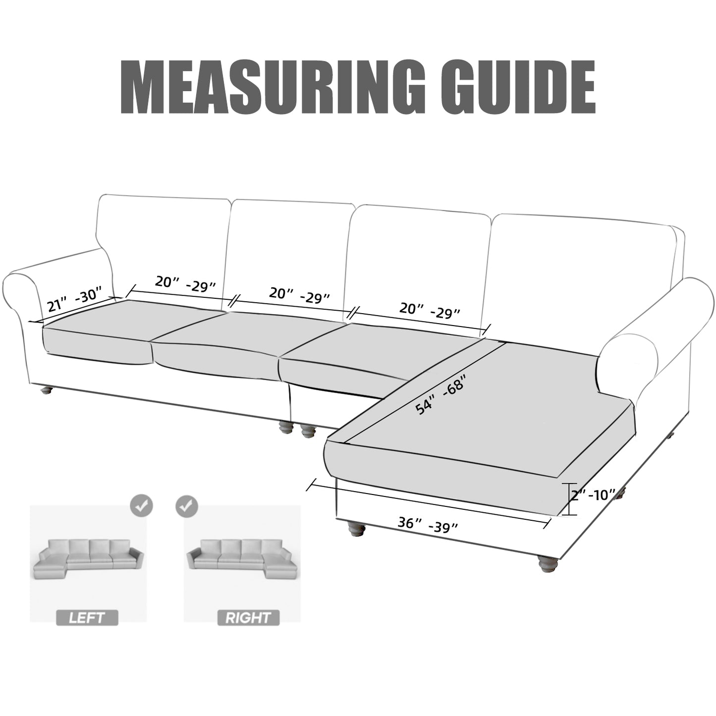 Sectional Couch Covers 4 Pieces Sofa Seat Cushion Covers L Shape Separate Cushion Couch Chaise Cover for Both Left/Right Sectional Couch (Large Sofa 3 Seater + 1 Chaise, Dark Teal)