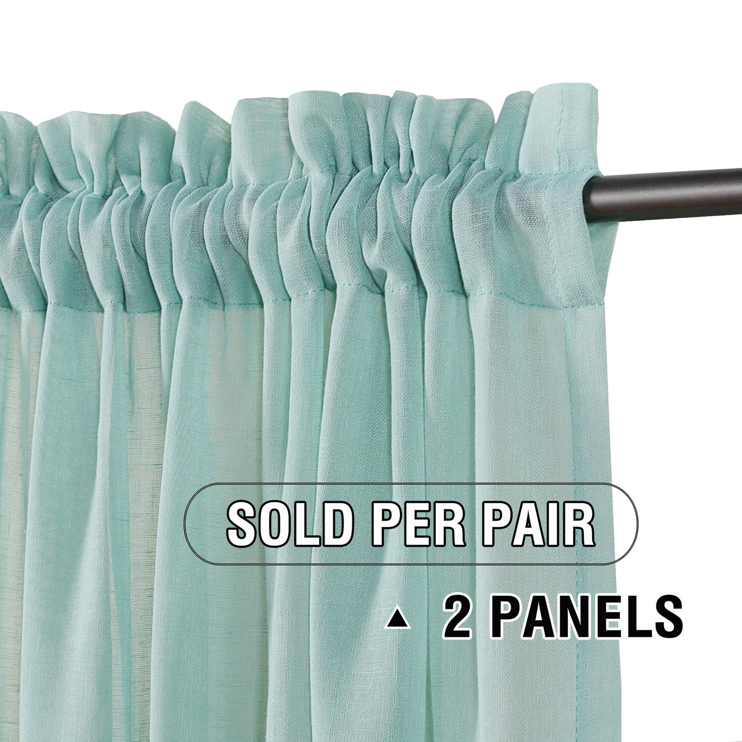 Natural Linen Sheer Curtains 2 Panels, Rod Pocket Semitransparent Semi-Sheer Soft Comfort Privacy Drapes,Sage