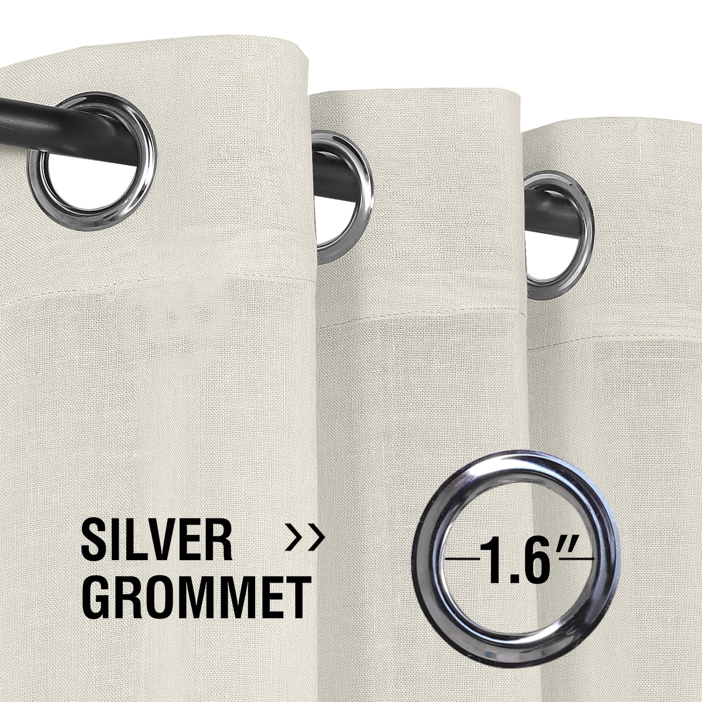 Natural Linen Sheer Curtains 2 Panels, Grommet Semitransparent Semi-Sheer Soft Comfort Privacy Drapes,Ivory