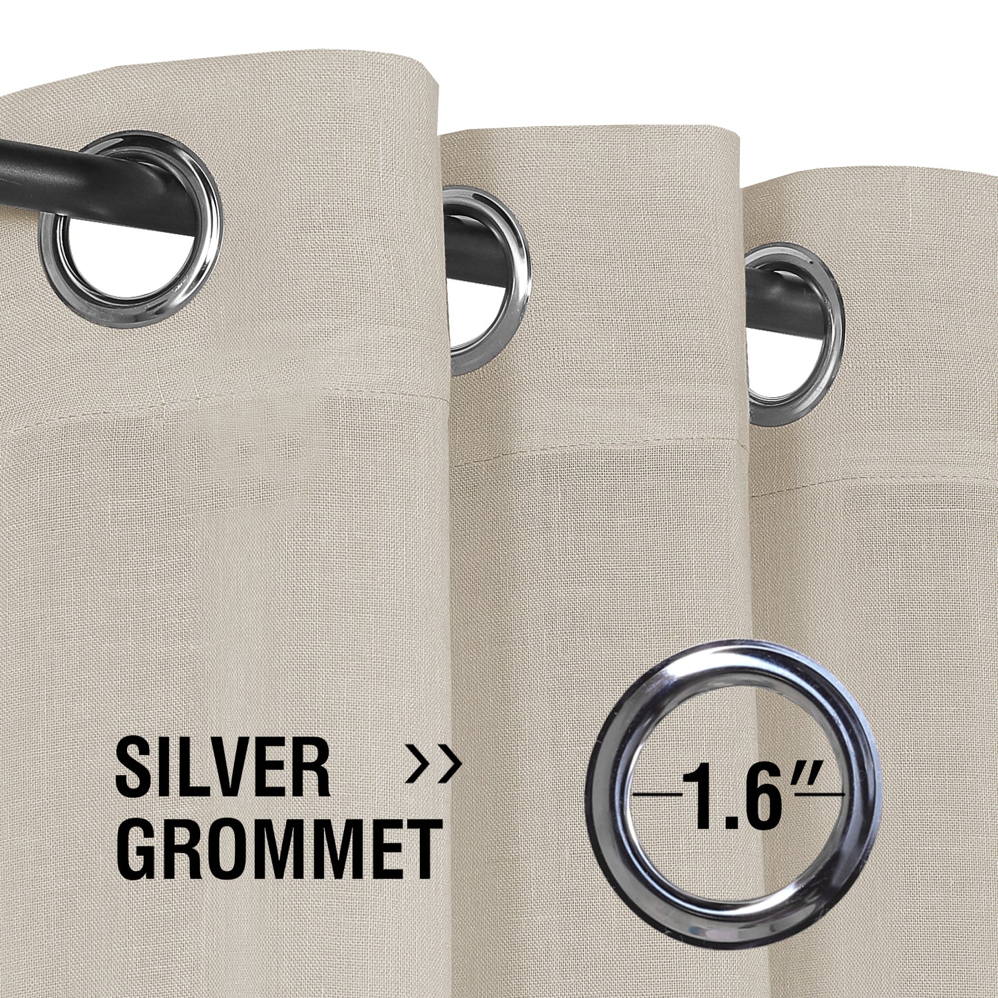 Natural Linen Sheer Curtains 2 Panels, Grommet Semitransparent Semi-Sheer Soft Comfort Privacy Drapes,Linen