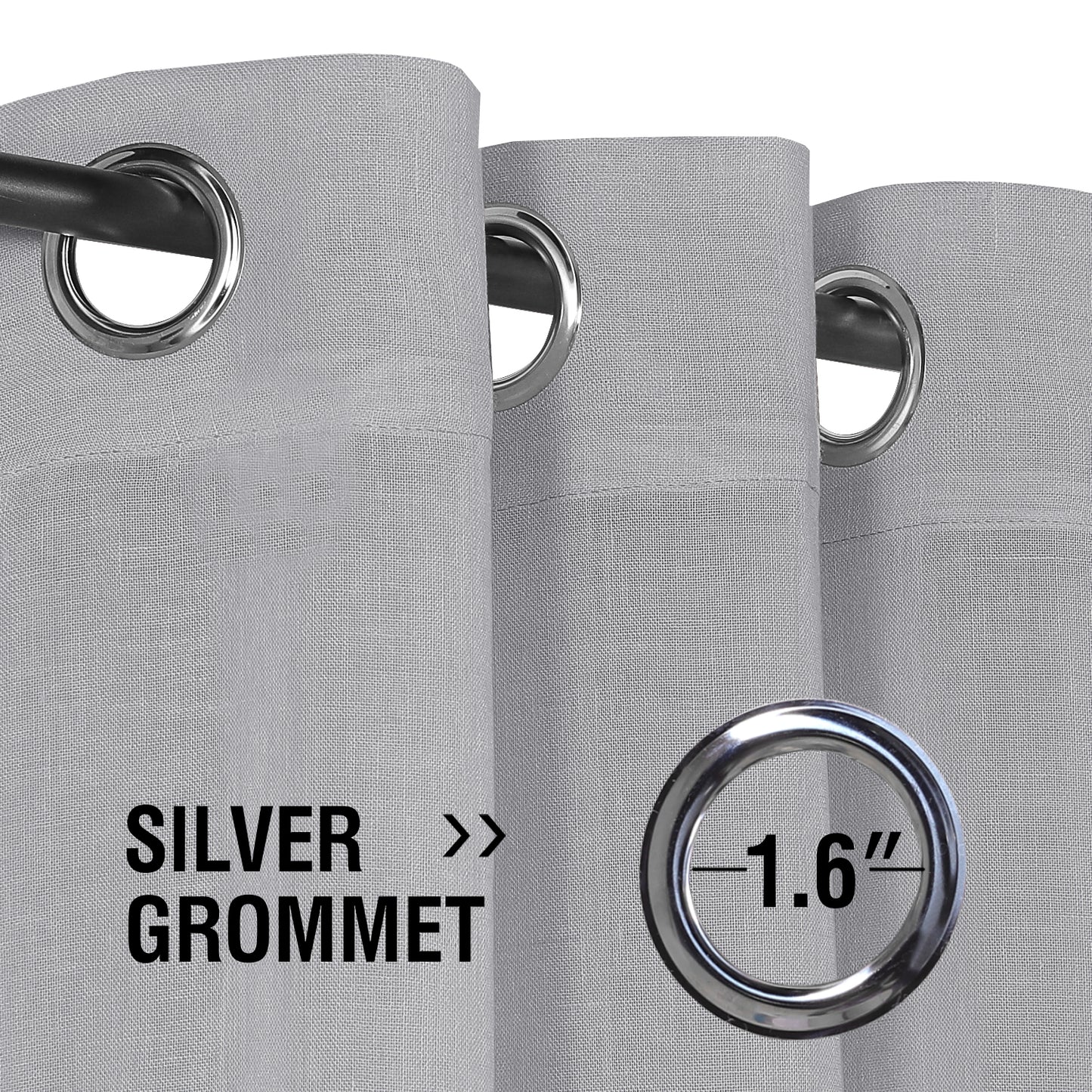 Natural Linen Sheer Curtains 2 Panels, Grommet Semitransparent Semi-Sheer Soft Comfort Privacy Drapes,Grey