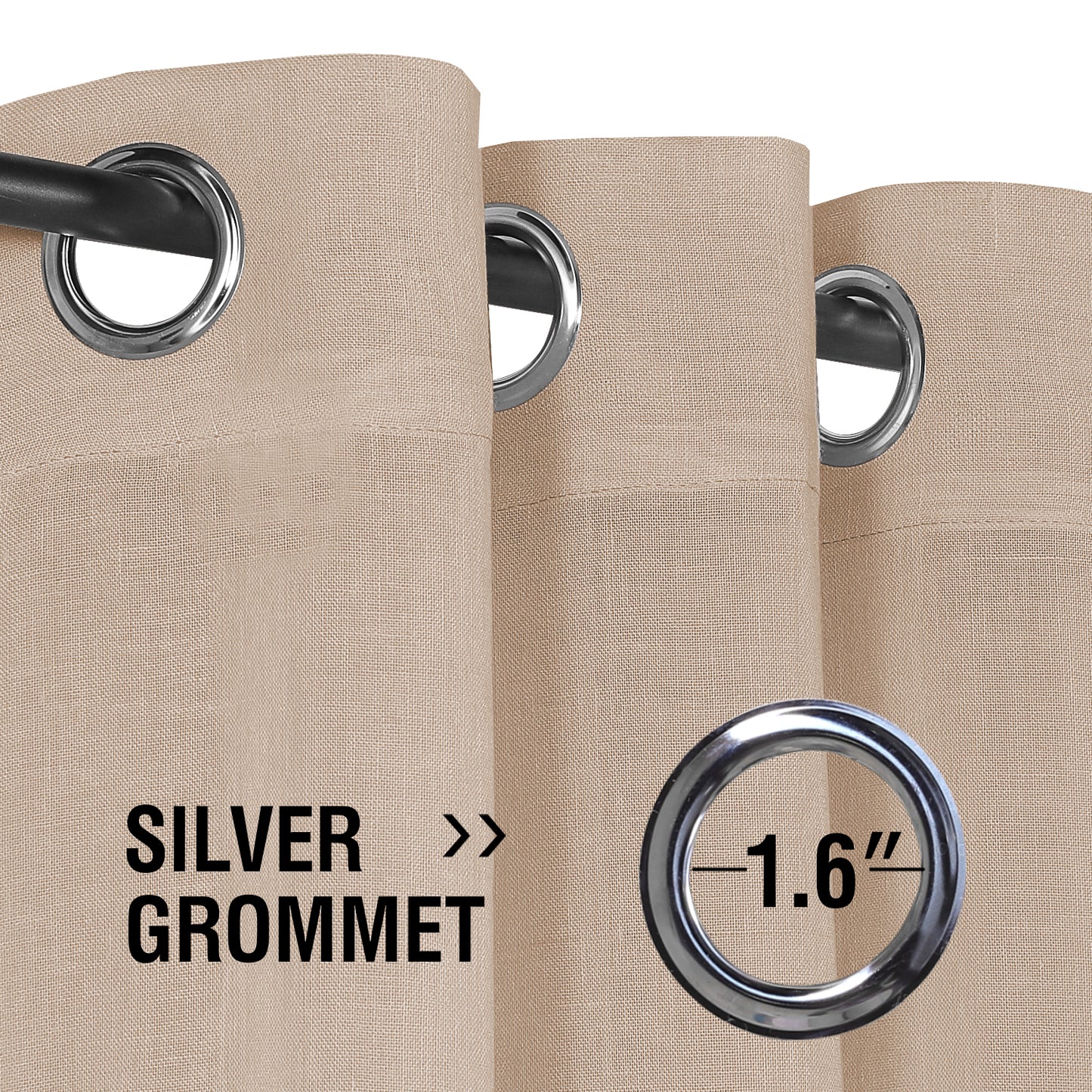Natural Linen Sheer Curtains 2 Panels, Grommet Semitransparent Semi-Sheer Soft Comfort Privacy Drapes,Natural