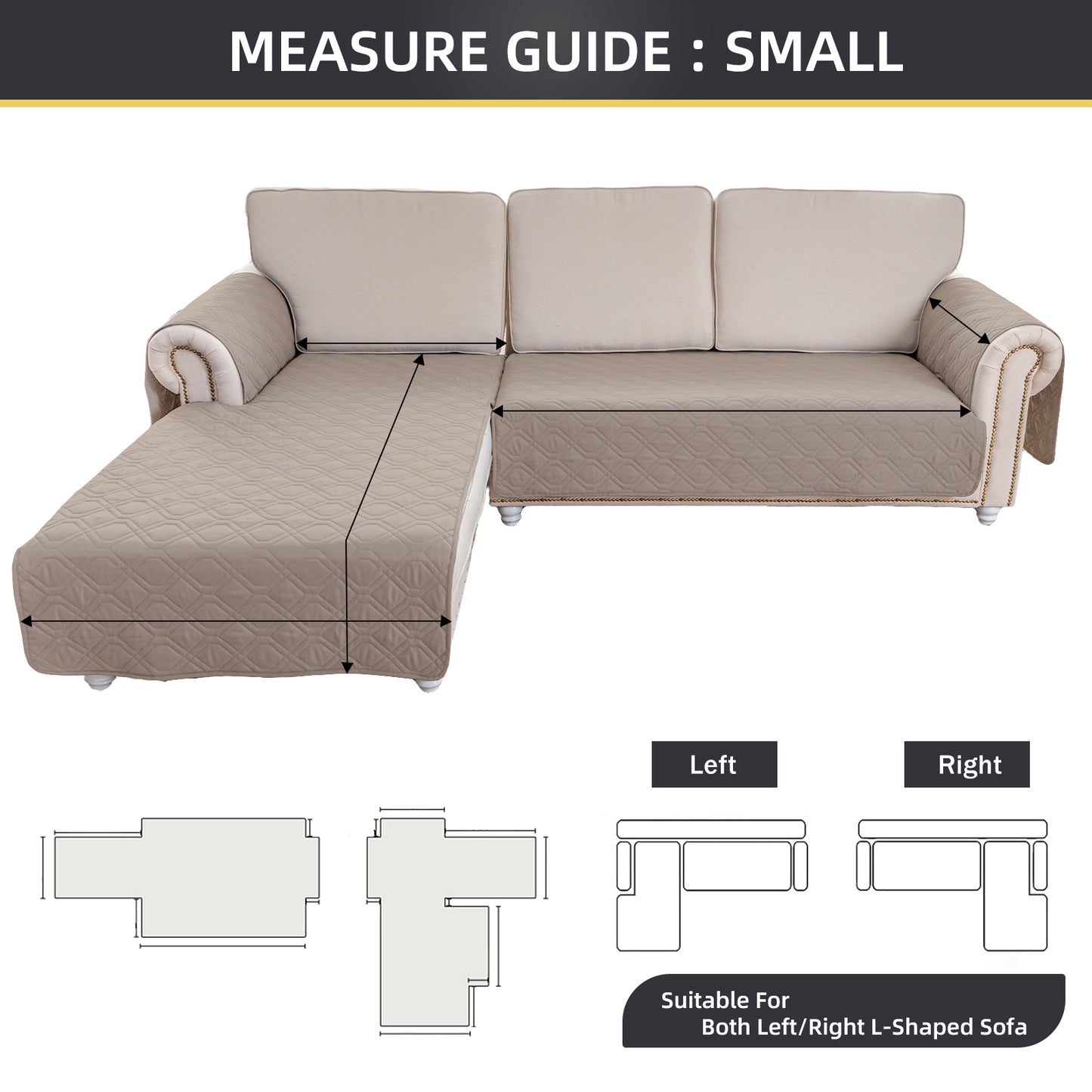 L Shape Sectional Couch Covers 2-Piece 100% Waterproof Pet Couch Covers for Sectional Sofa Washable(Left Chaise + 2/3 Seat Sofa,Light Brown)