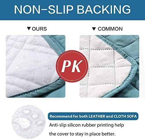 100% Waterproof ,Non-Slip Reclining Cover for Recliner Chair Washable Chair Cover Furniture Protector with Elastic Straps for pet ,kid ,Smoke Blue