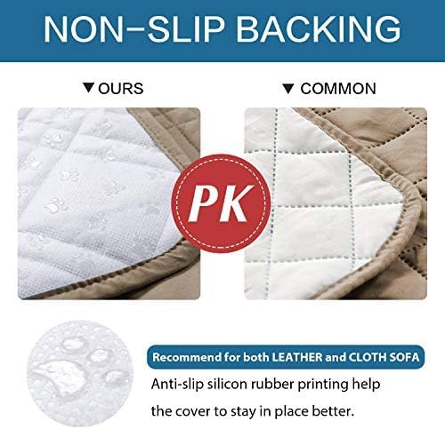 100% Waterproof ,Non-Slip Reclining Cover for Recliner Chair Washable Chair Cover Furniture Protector with Elastic Straps for pet ,kid ,Taupe