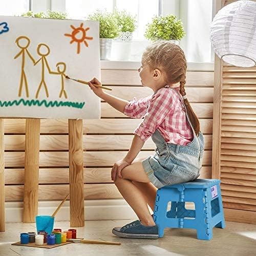 Lightweight, Durable, Foldable Step Stool With Handle, Suitable for Adults& Children, for Kitchens, Bathrooms, Outdoor (Blue)