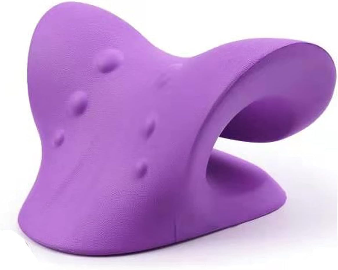 Neck and Shoulder Relaxer, Cervical Traction Device for TMJ Pain Relief and Cervical Spine Alignment, Neck Stretcher (Purple)