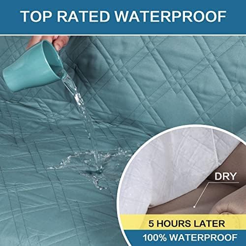 100% Waterproof ,Non-Slip Reclining Cover for Recliner Chair Washable Chair Cover Furniture Protector with Elastic Straps for pet ,kid ,Smoke Blue