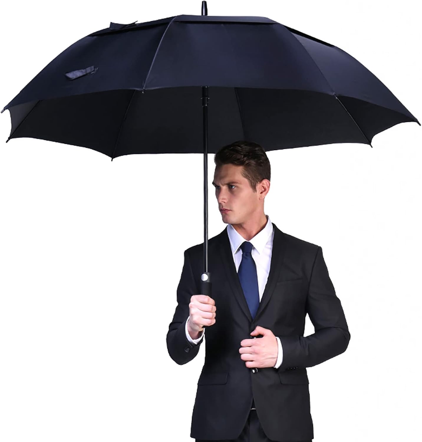 52 Inch Automatic Open Golf Umbrella Oversize Extra Large Double Canopy Vented Windproof Waterproof Stick Umbrellas