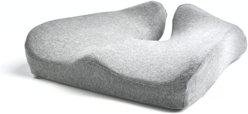 Pressure Relief Seat Cushion for Long Sitting Hours -  Memory Foam for Soft Support. Car & Chair Pad for Hip, Tailbone, Sciatica - Grey