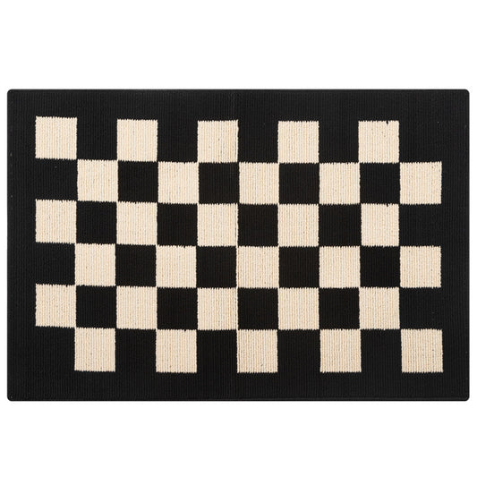 Indoor Outdoor Doormat Front Door Rug Non Slip Welcome Doormats for Entryway, White and Black