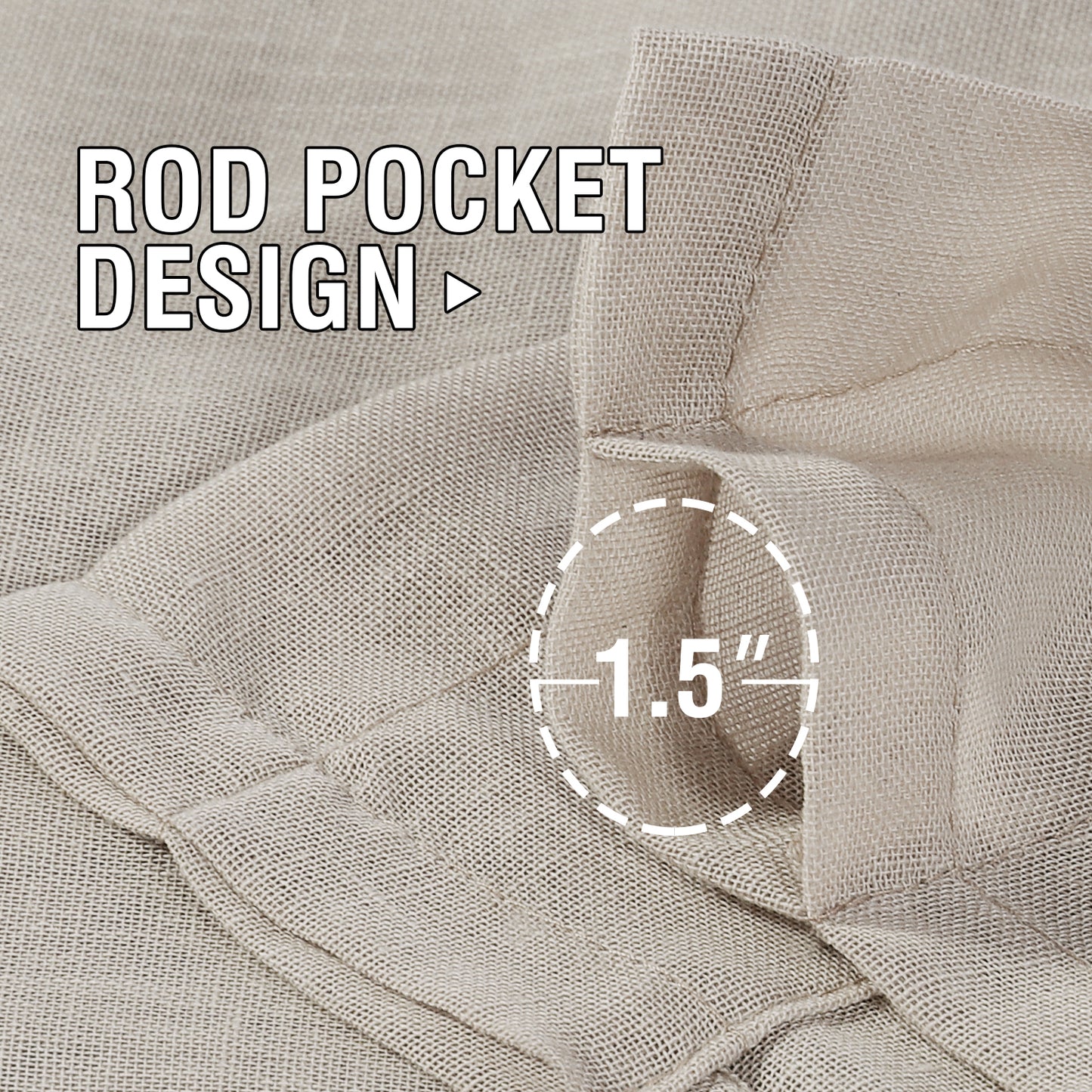 Natural Linen Sheer Curtains 2 Panels, Rod Pocket Semitransparent Semi-Sheer Soft Comfort Privacy Drapes,Linen