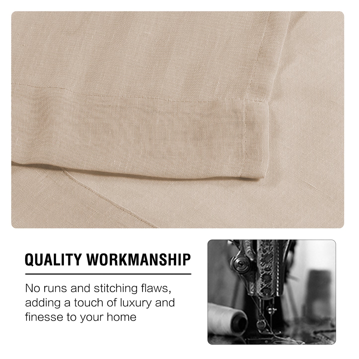 Natural Linen Sheer Curtains 2 Panels, Grommet Semitransparent Semi-Sheer Soft Comfort Privacy Drapes,Natural