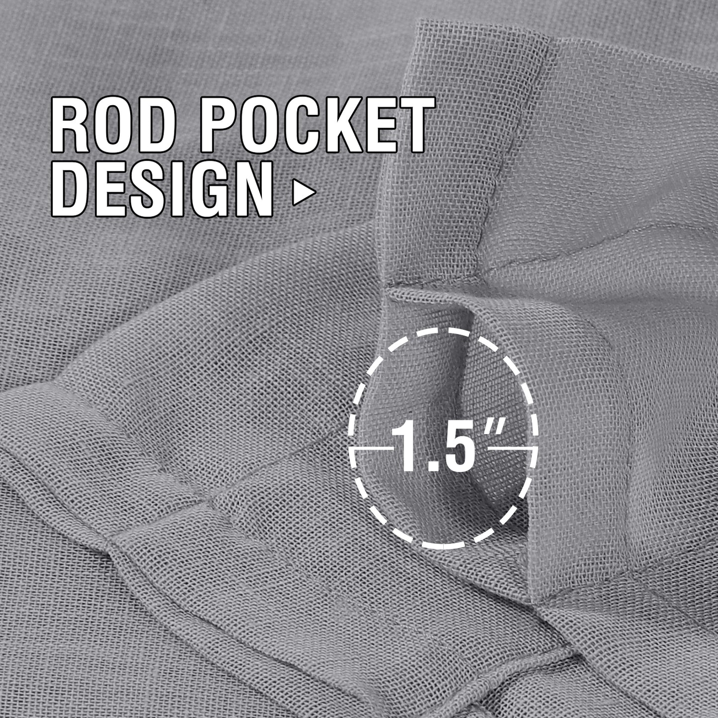 Natural Linen Sheer Curtains 2 Panels, Rod Pocket Semitransparent Semi-Sheer Soft Comfort Privacy Drapes,Grey
