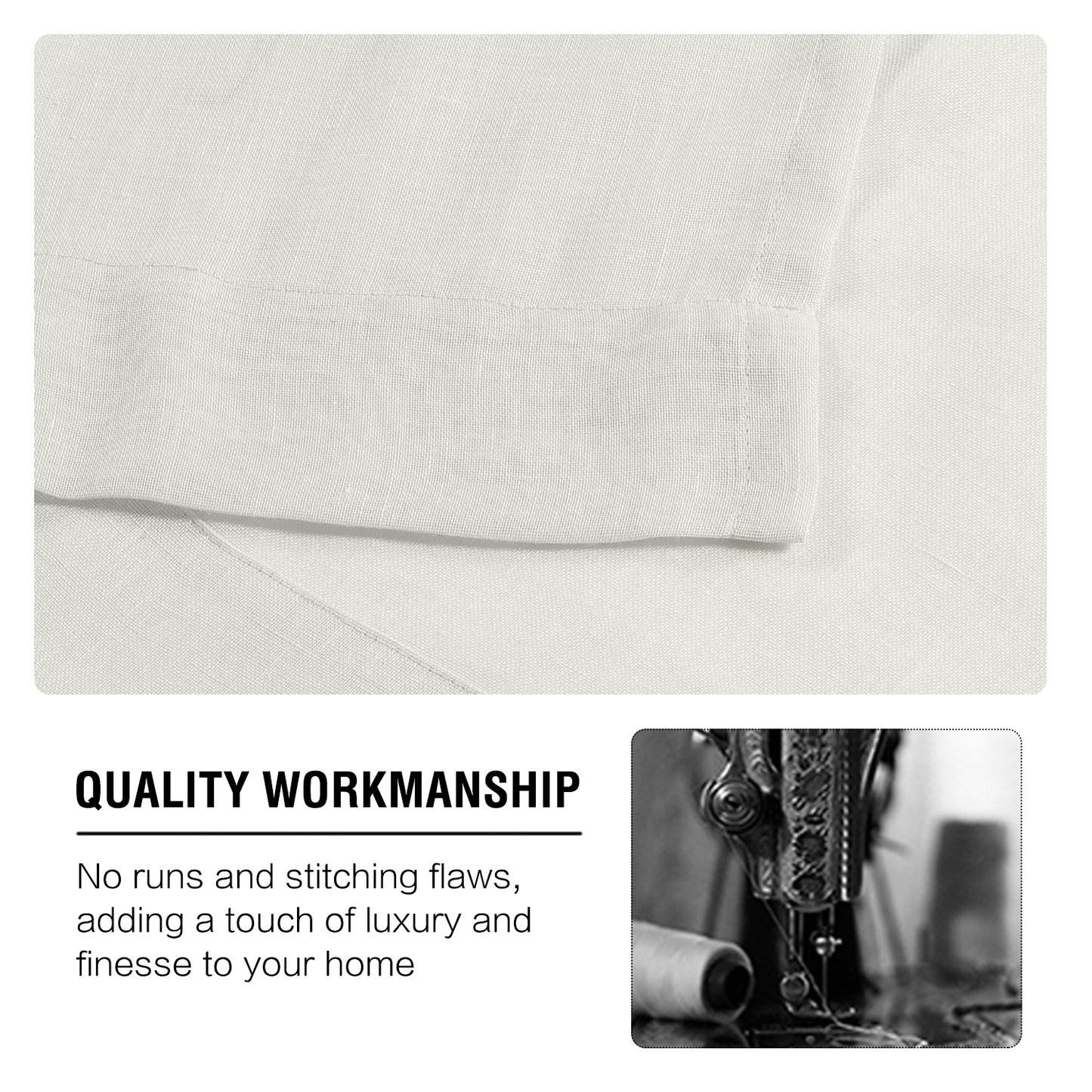 Natural Linen Sheer Curtains 2 Panels, Grommet Semitransparent Semi-Sheer Soft Comfort Privacy Drapes,Ivory