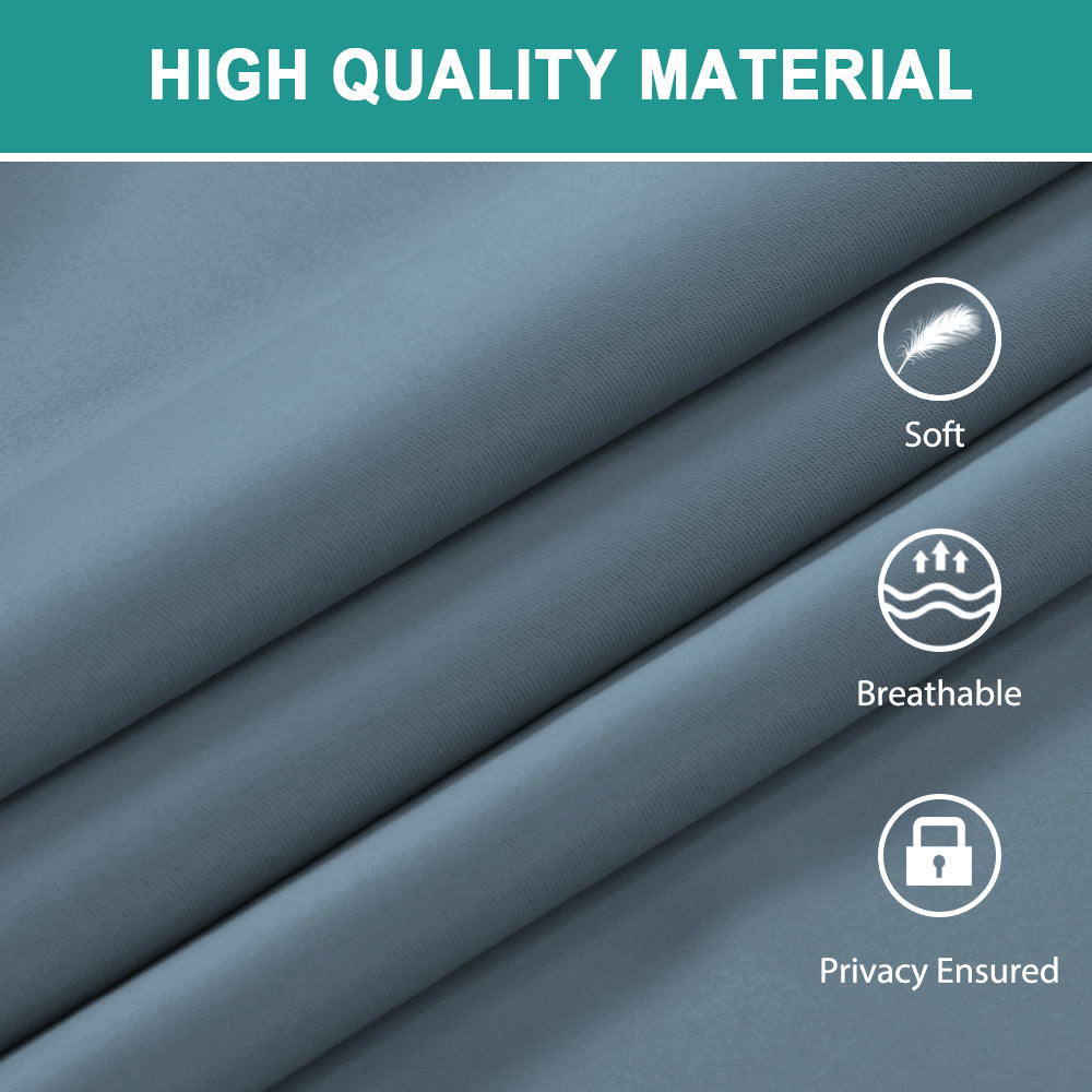 2x Blackout Door Curtain - Privacy Thermal Insulated Door Window Curtains for Patio French Door Front Door Sidelight Curtain Tie up Shade, Stone Blue