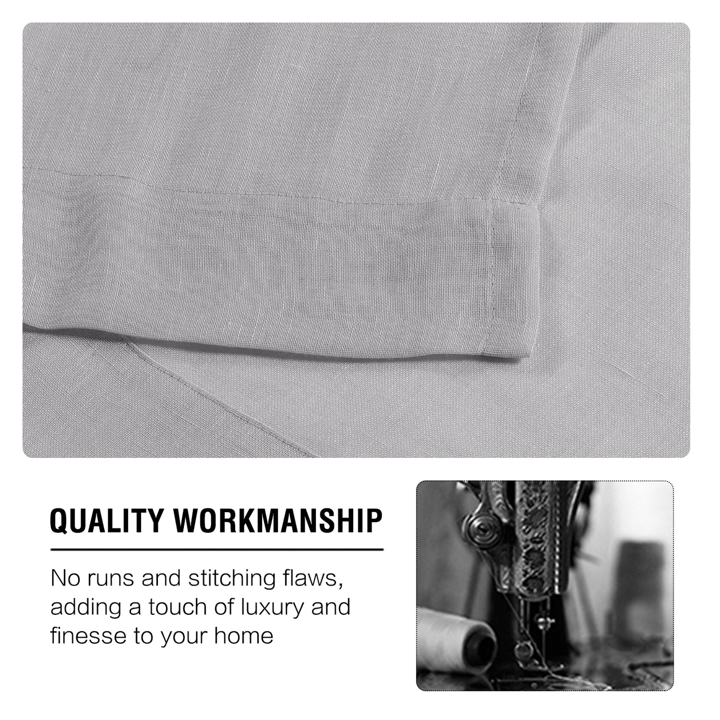 Natural Linen Sheer Curtains 2 Panels, Grommet Semitransparent Semi-Sheer Soft Comfort Privacy Drapes,Grey