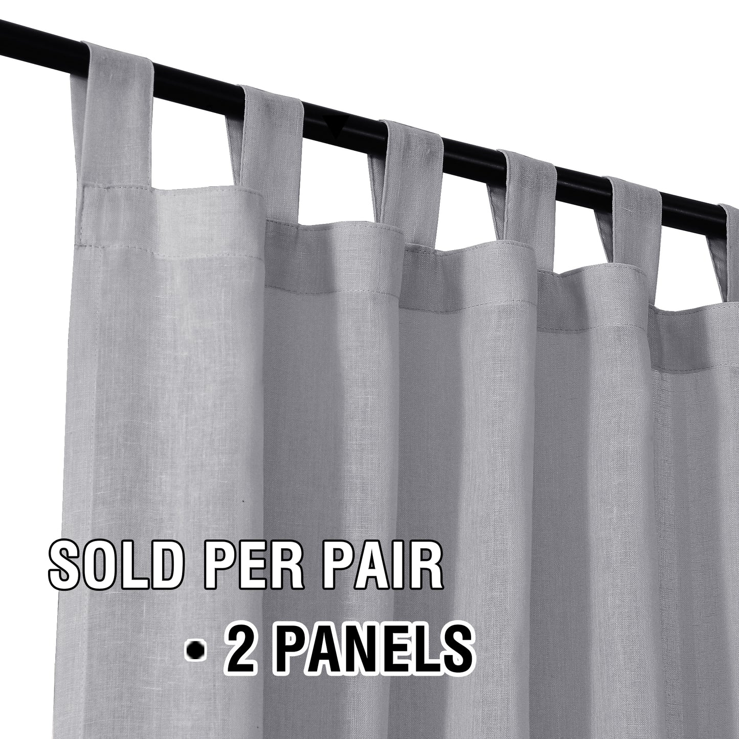 Natural Linen Sheer Curtains 2 Panels, Tab Top Semitransparent Semi-Sheer Soft Comfort Privacy Drapes,Grey