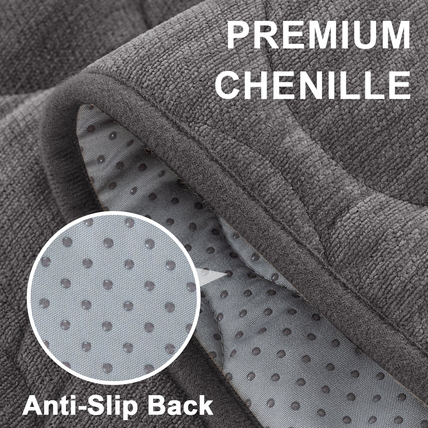 Couch Cover Chenille Pet Fuzzy Sofa Covers for Cushion Couch Anti Slip Washable with Strap Soft Couch Protector Cover for Dogs Cats Kids,Grey