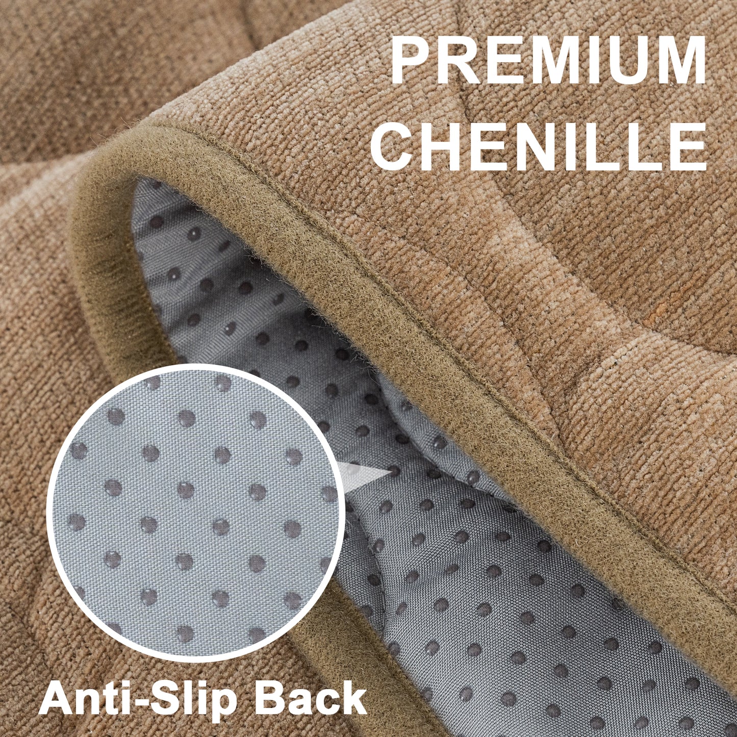 Couch Cover Chenille Pet Fuzzy Sofa Covers for Cushion Couch Anti Slip Washable with Strap Soft Couch Protector Cover for Dogs Cats Kids,Khaki