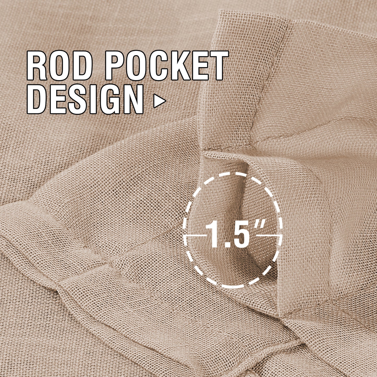Natural Linen Sheer Curtains 2 Panels, Rod Pocket Semitransparent Semi-Sheer Soft Comfort Privacy Drapes,Natural