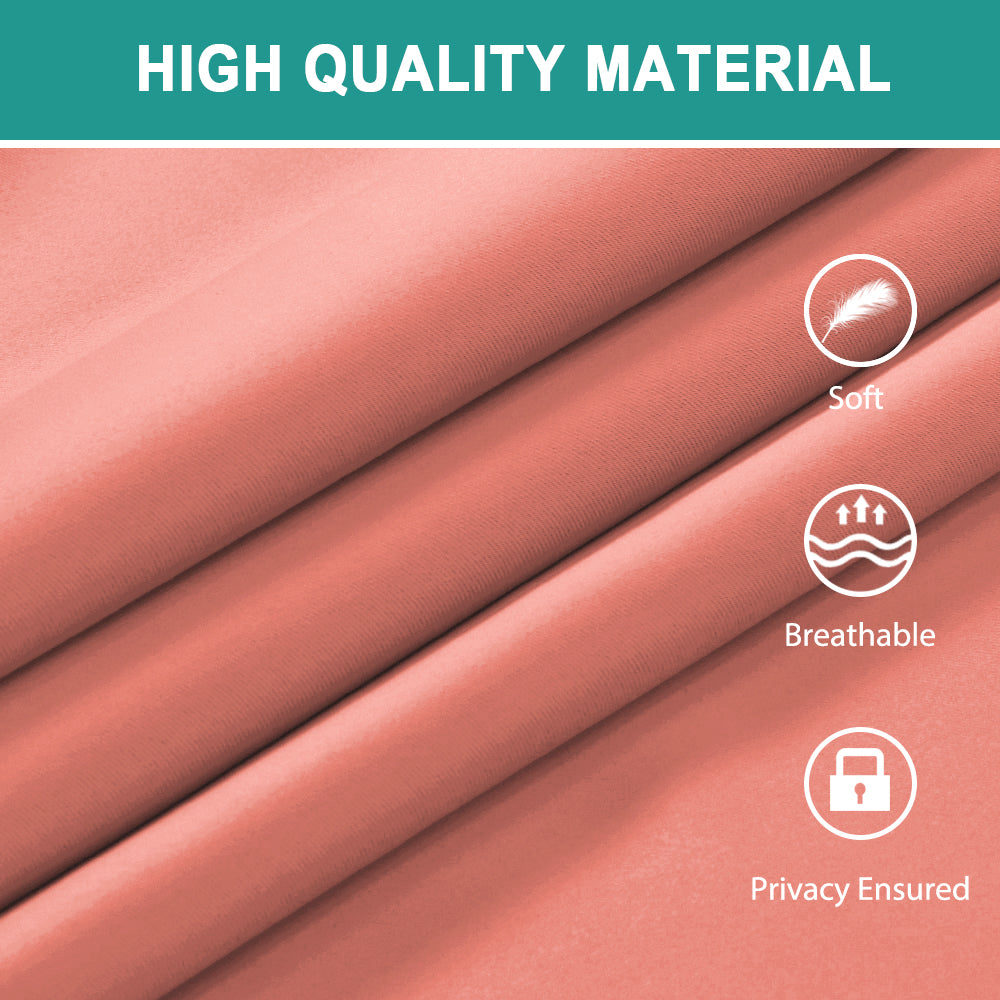 2x Blackout Door Curtain - Privacy Thermal Insulated Door Window Curtains for Patio French Door Front Door Sidelight Curtain Tie up Shade, Coral