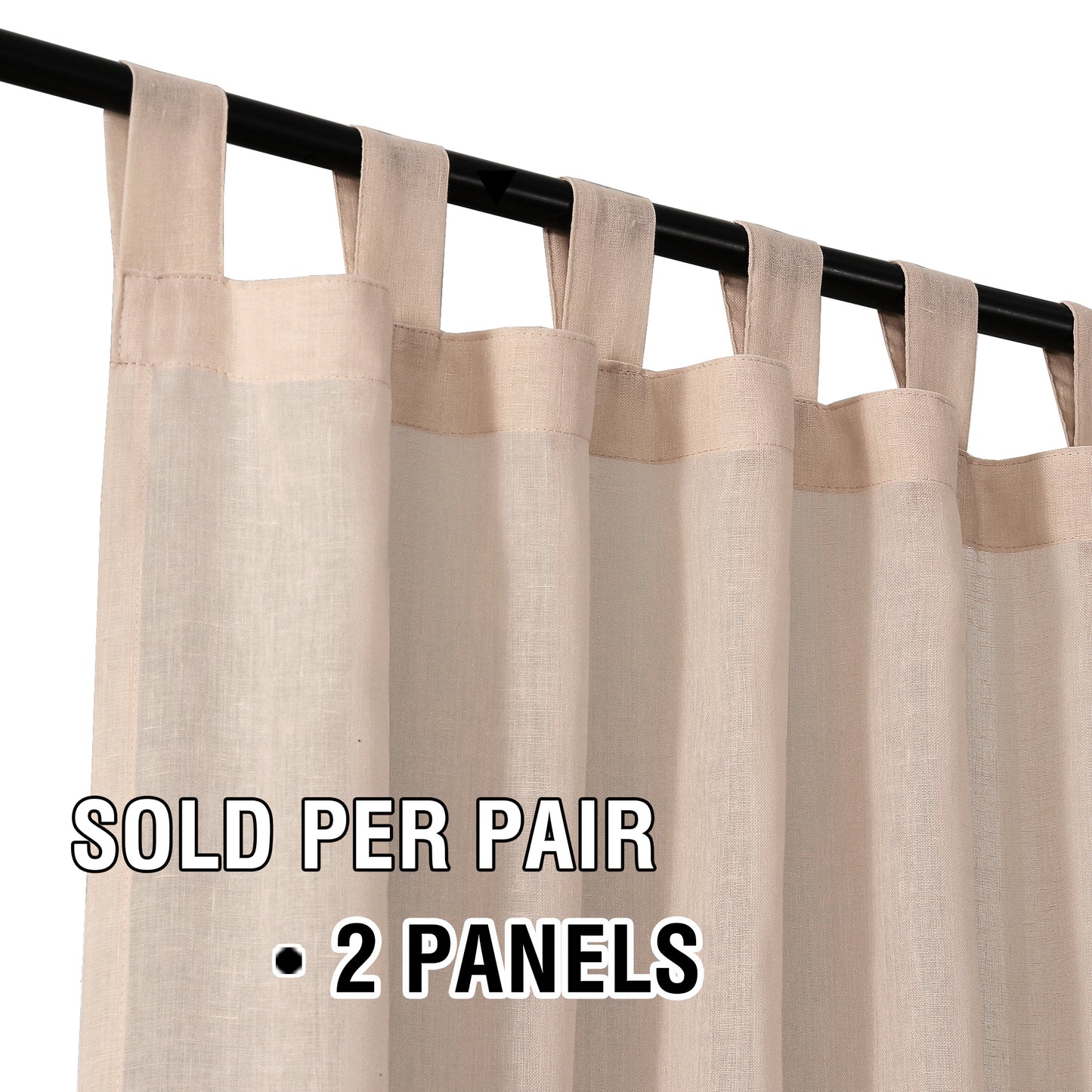 Natural Linen Sheer Curtains 2 Panels, Tab Top Semitransparent Semi-Sheer Soft Comfort Privacy Drapes,Natural