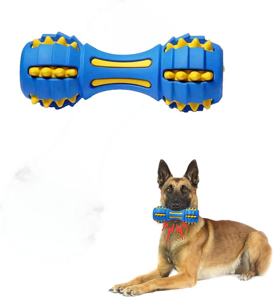 Dog Squeaky Toys, Chew Toys for Aggressive Chewers, Rubber Dog Toy, Durable Squeaky Dog Toys for Large Medium Small Dogs,Blue&Yellow