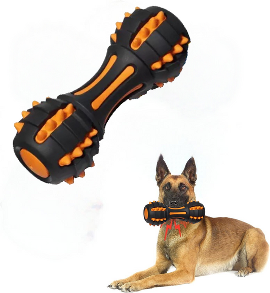 Dog Squeaky Toys, Chew Toys for Aggressive Chewers, Rubber Dog Toy, Durable Squeaky Dog Toys for Large Medium Small Dogs,Black&Yellow