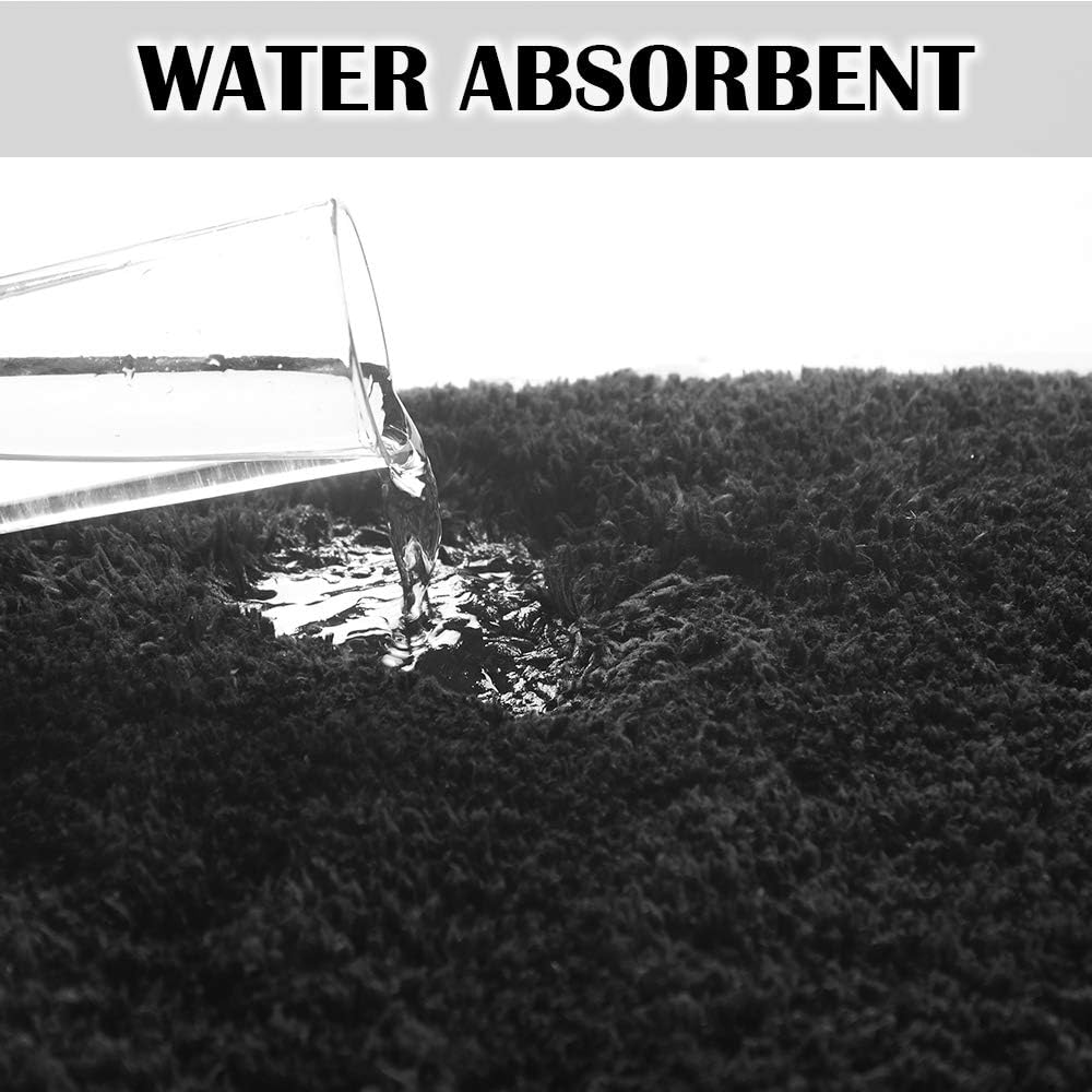 Bath Rug for Bathroom Non Slip Bathroom Mat Water Absorbent Soft Microfiber Shaggy Bathroom Rug Machine Washable Bath Mat,Black