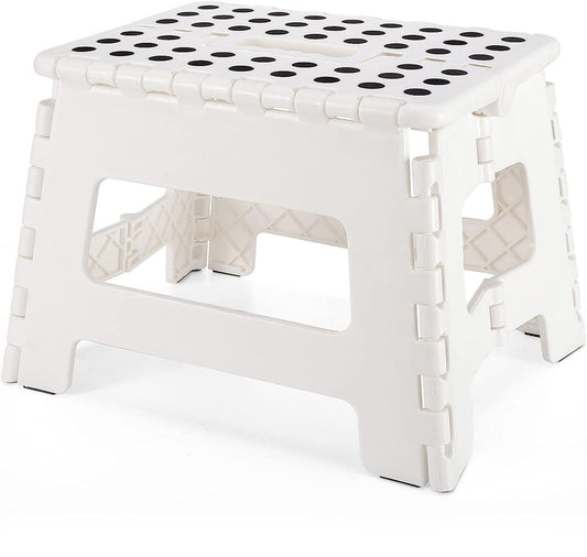 Lightweight, Durable, Foldable Step Stool With Handle, Suitable for Adults& Children, for Kitchens, Bathrooms, Outdoor (White)