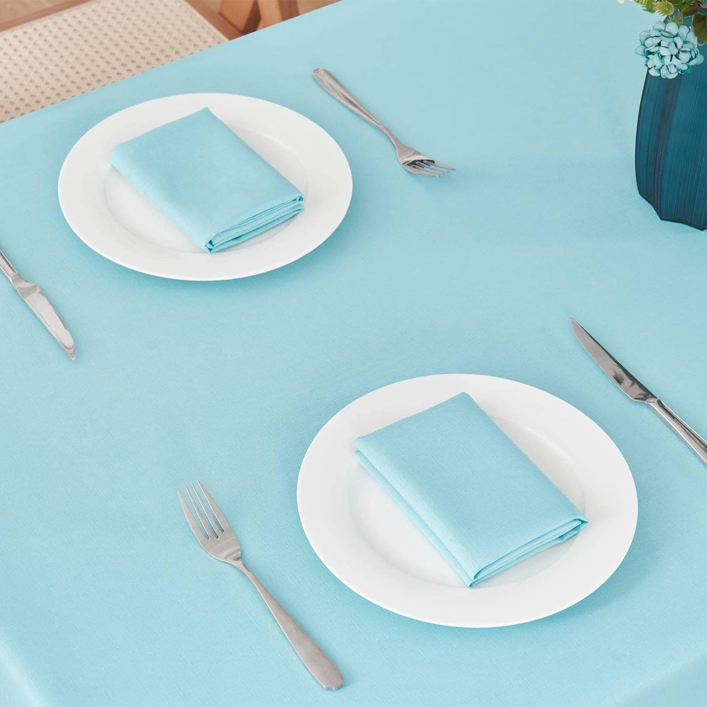 Tablecloths, Waterproof Table Cloth, Linens Wrinkle Free Anti-Fading, Rustic Table Cover Decoration for Kitchen Dinning Christmas,Lake Blue