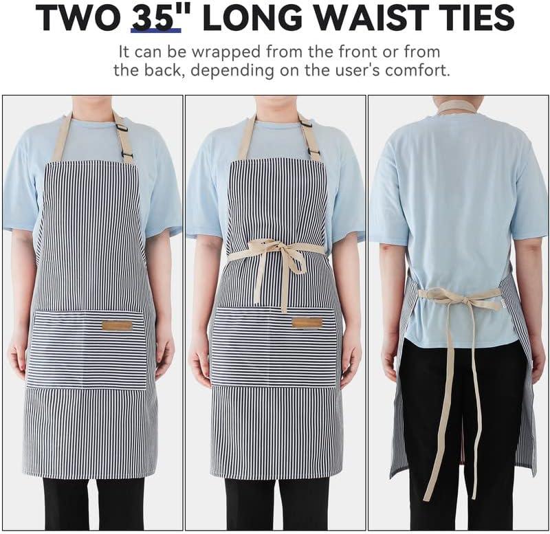 2 Pack Kitchen Cooking Aprons, Adjustable Bib Soft Chef Apron with 2 Pockets for Men Women(Blue/Pink)