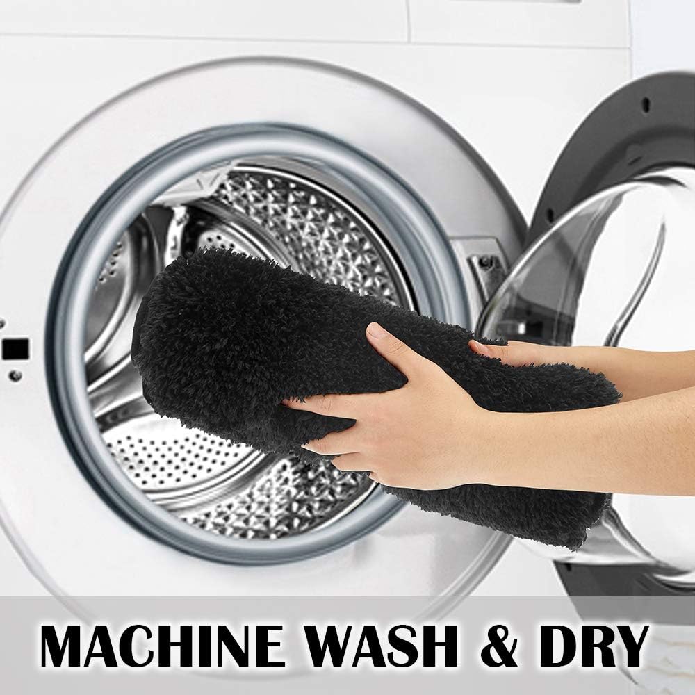 Bath Rug for Bathroom Non Slip Bathroom Mat Water Absorbent Soft Microfiber Shaggy Bathroom Rug Machine Washable Bath Mat,Black