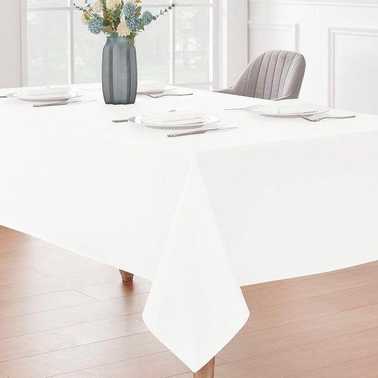 Tablecloths, Waterproof Table Cloth, Linens Wrinkle Free Anti-Fading, Rustic Table Cover Decoration for Kitchen Dinning Christmas,White