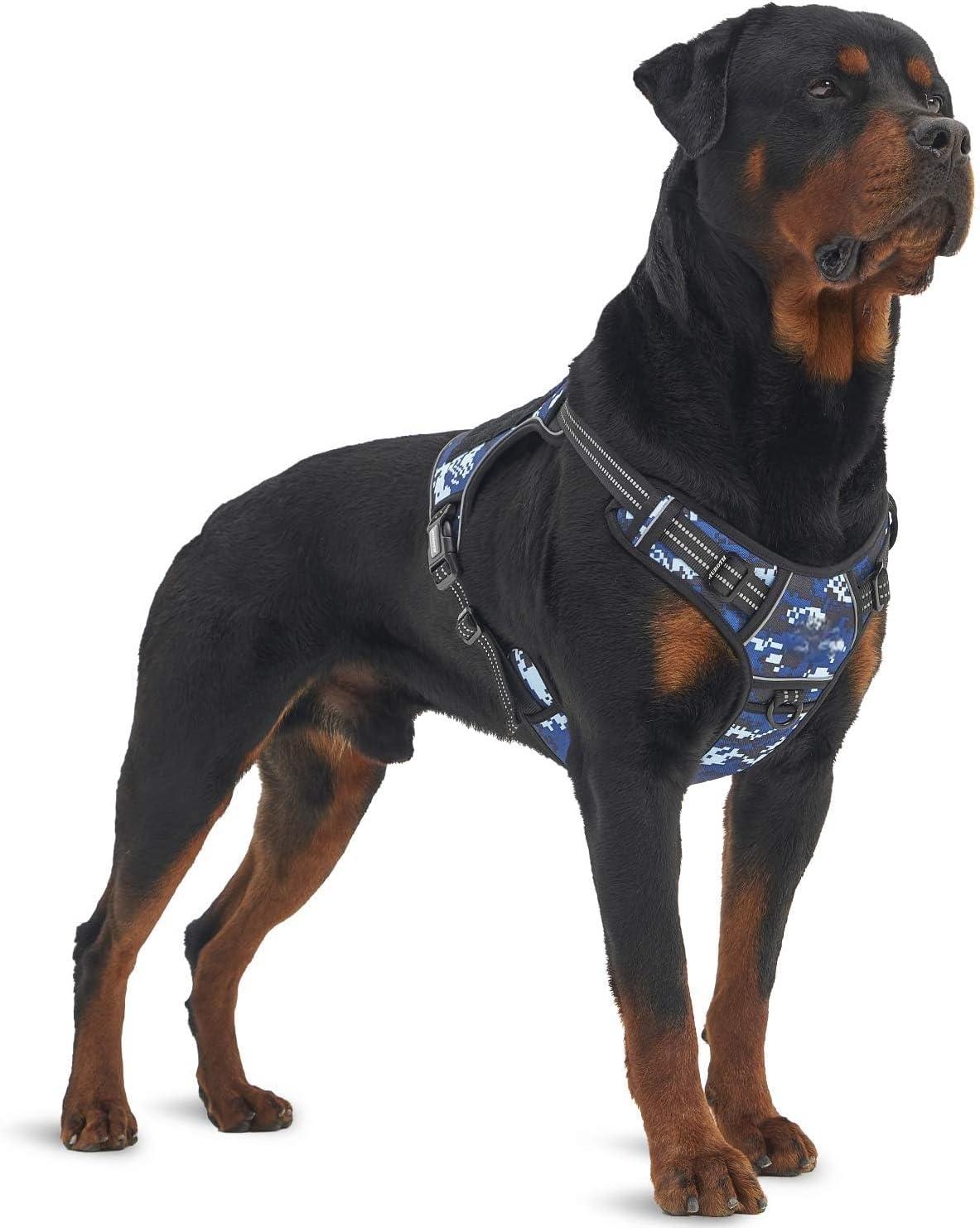   Tactical Dog Harness for Large, Heavy Duty Pet Harness with Handle, No-Pull Service Vest , Adjustable for Training Hunting Walking,Blue Camo