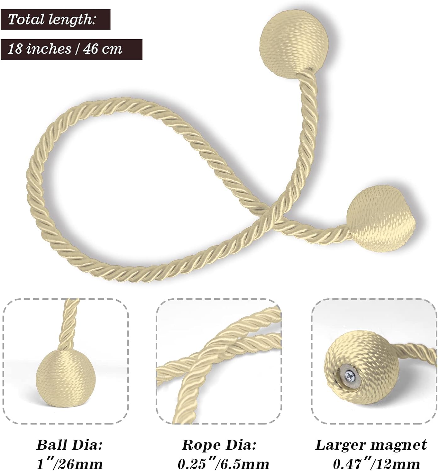 Curtain Tiebacks Buckles Holdbacks Holders Hooks Clip for Home Outdoor Bedroom Office Decorative Curtain(Beige)