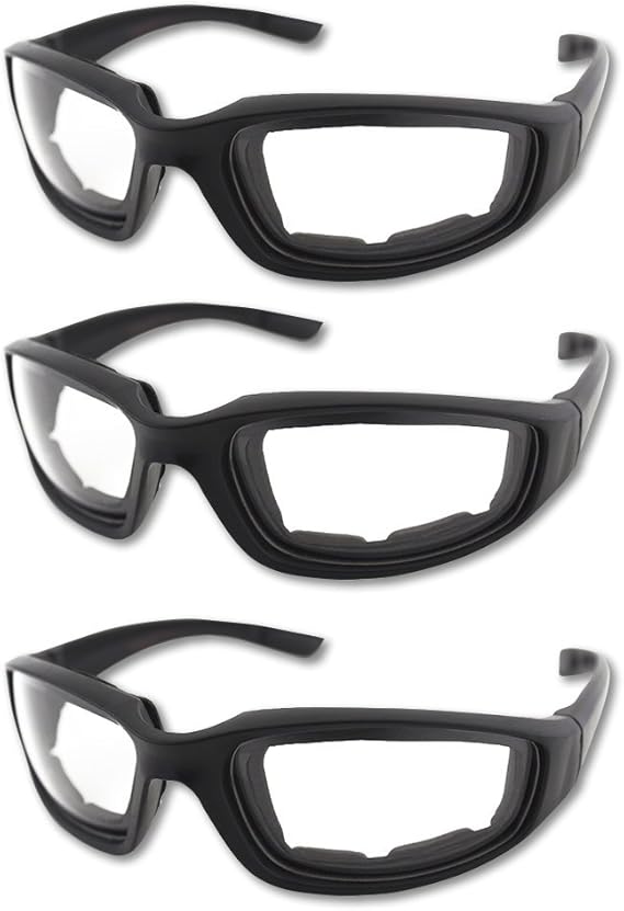 3 Pair Motorcycle Riding Glasses Padding Goggles UV Protection Dustproof Windproof Motorcycle Sunglasses for Outdoor Actives,Clear
