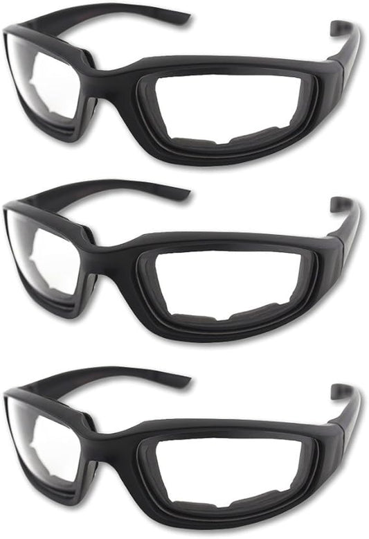 3 Pair Motorcycle Riding Glasses Padding Goggles UV Protection Dustproof Windproof Motorcycle Sunglasses for Outdoor Actives,Clear