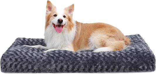 Washable Dog Bed Deluxe Plush Dog Crate Beds Comfy Kennel Pad Anti-Slip Pet Sleeping Mat for Large, Jumbo, Medium, Small Dogs Breeds,Cats,Dark Grey